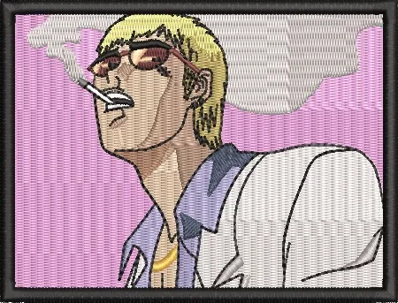  Blonde Anime Man Smoking with Sunglasses  embroidery pattern preview