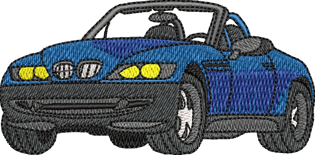  Blue Convertible Sports Car Embroidery  embroidery pattern preview
