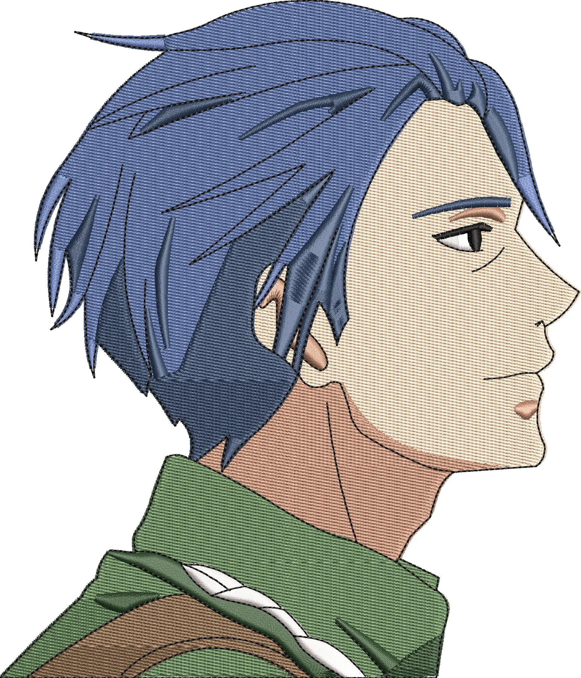  Blue Haired Anime Boy Side Profile Embroidery  embroidery pattern preview
