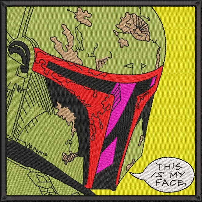  Boba Fett Comic Style Helmet with Speech Bubble  embroidery pattern preview