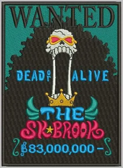  Brook Wanted Poster from One Piece  embroidery pattern preview