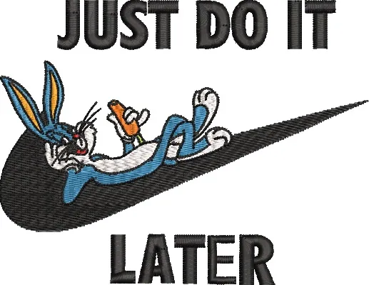  Bugs Bunny Nike Parody Just Do It Later  embroidery pattern preview