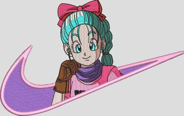  Bulma in Pink Nike Swoosh  embroidery pattern preview