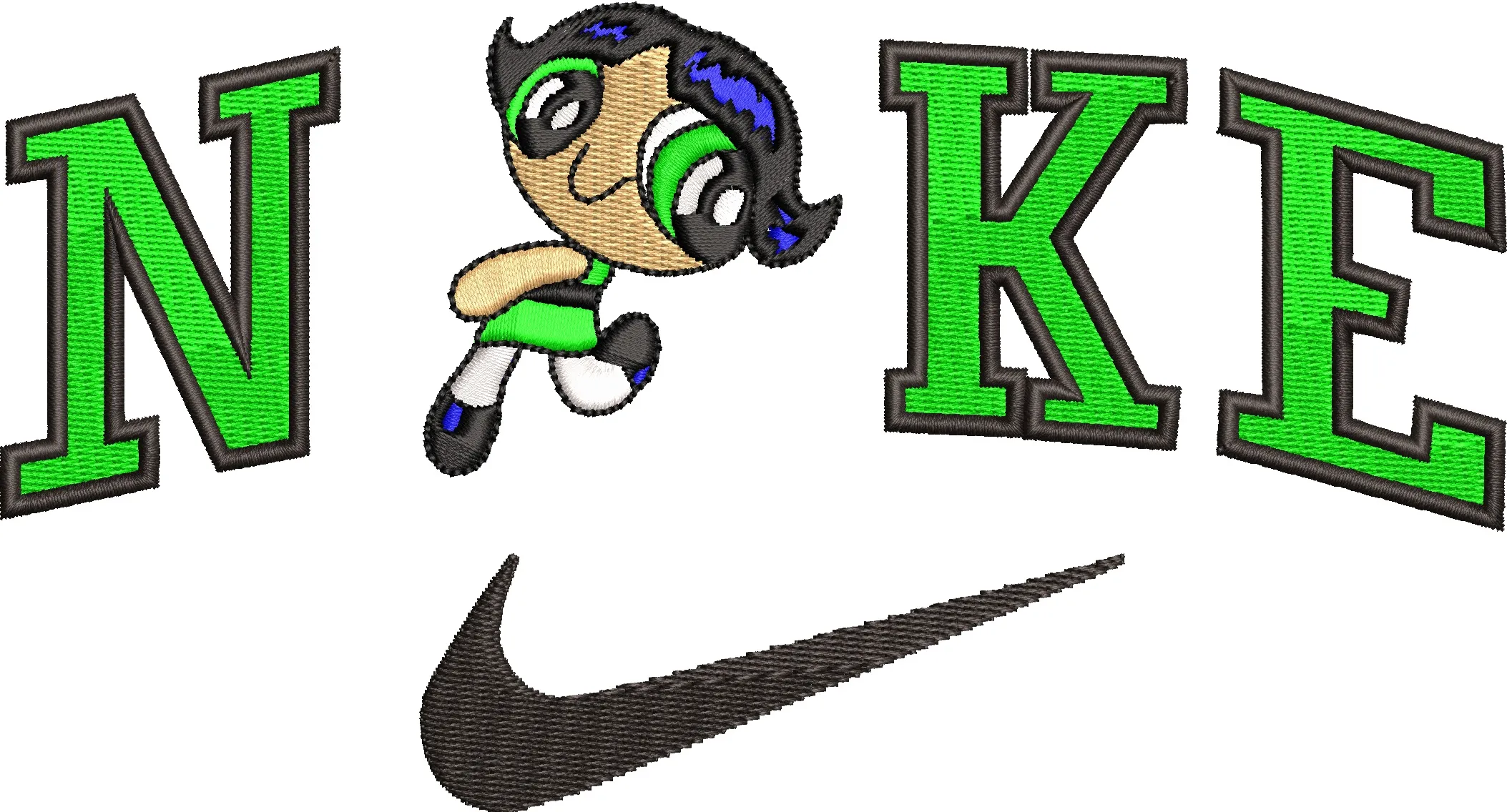  Buttercup Powerpuff Girl in Nike Parody Logo  embroidery pattern preview
