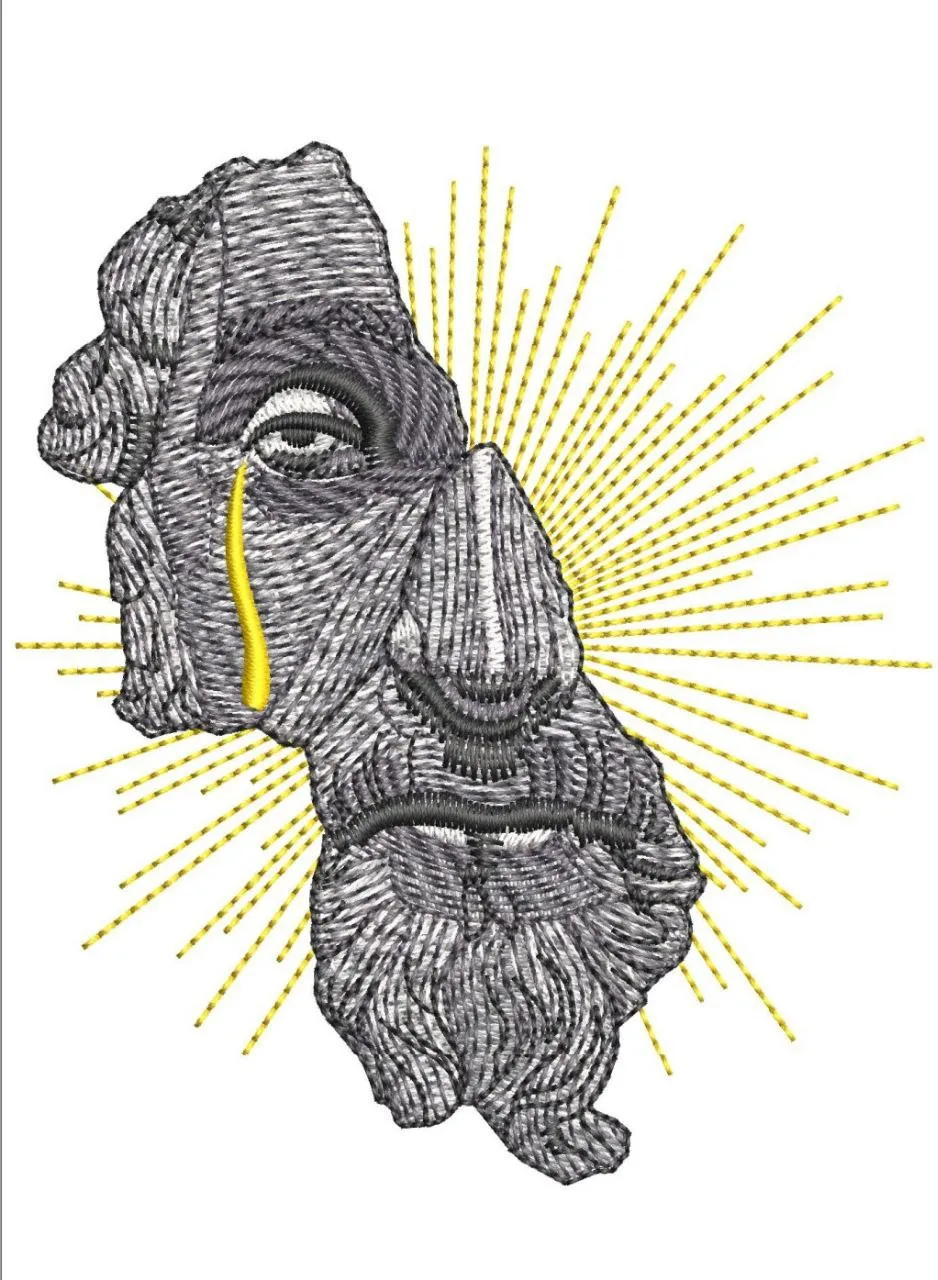  California Face with Tear and Radiant Lines  embroidery pattern preview