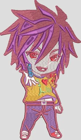  Chibi Anime Boy with Purple Hair and Colorful Shirt  embroidery pattern preview