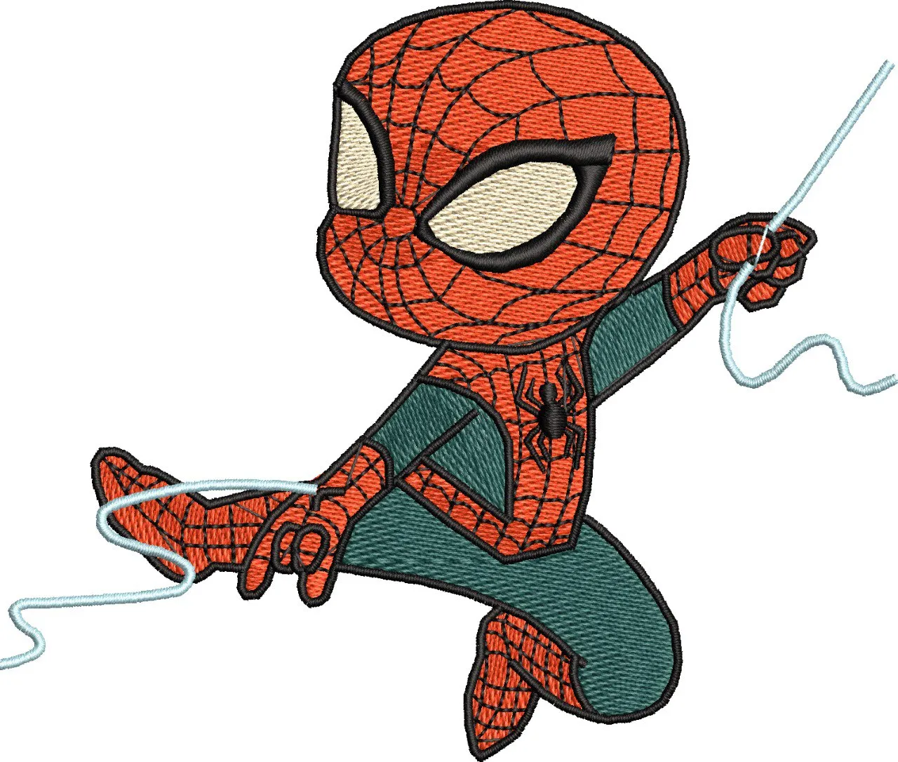  Chibi Spider Man Swinging  embroidery pattern preview