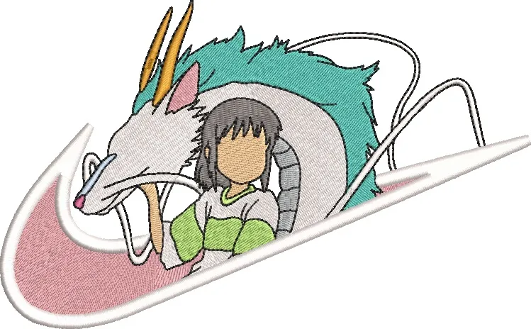  Chihiro and Haku Spirited Away Nike Style  embroidery pattern preview