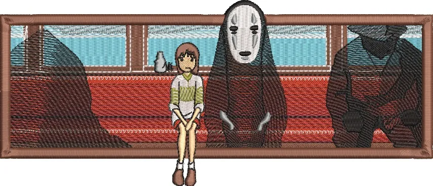  Chihiro and No Face Spirited Away Train Scene Embroidery  embroidery pattern preview