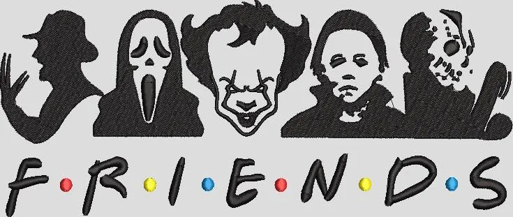  Classic Horror Villains Friends Parody  embroidery pattern preview