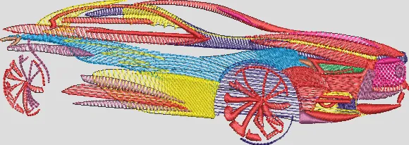  Colorful Sports Car Embroidery Design  embroidery pattern preview