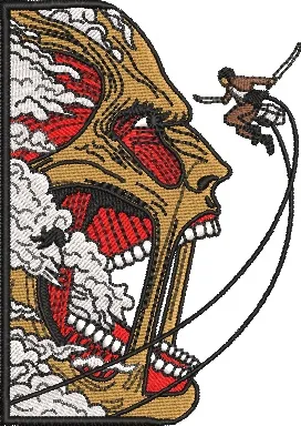  Colossal Titan and Scout Attack Scene  embroidery pattern preview