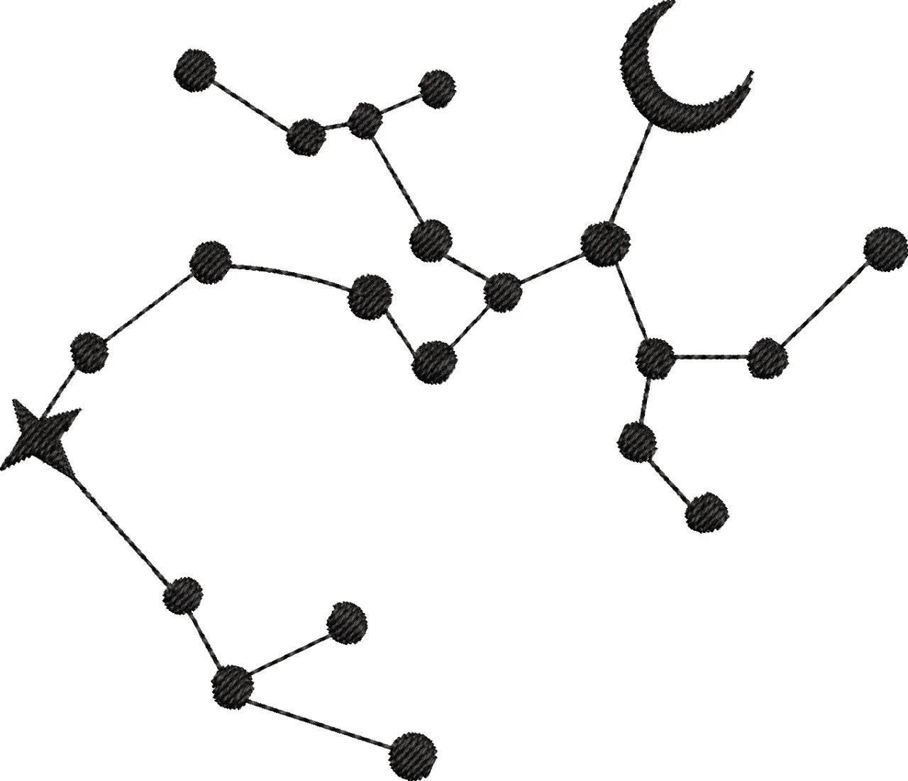  Constellation with Crescent Moon and Star Embroidery  embroidery pattern preview
