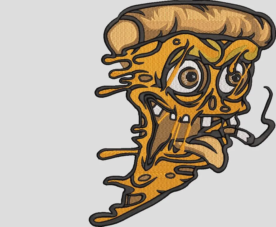  Crazy Cartoon Pizza Slice with Eyes and Tongue  embroidery pattern preview