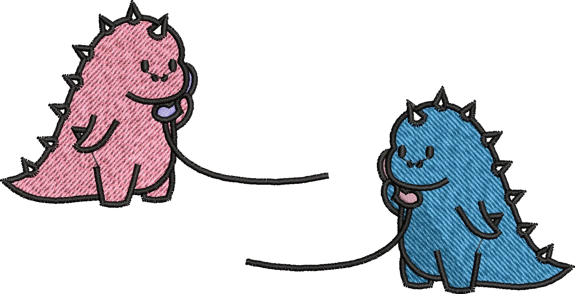  Cute Pink and Blue Dinosaurs with Toy Phones  embroidery pattern preview