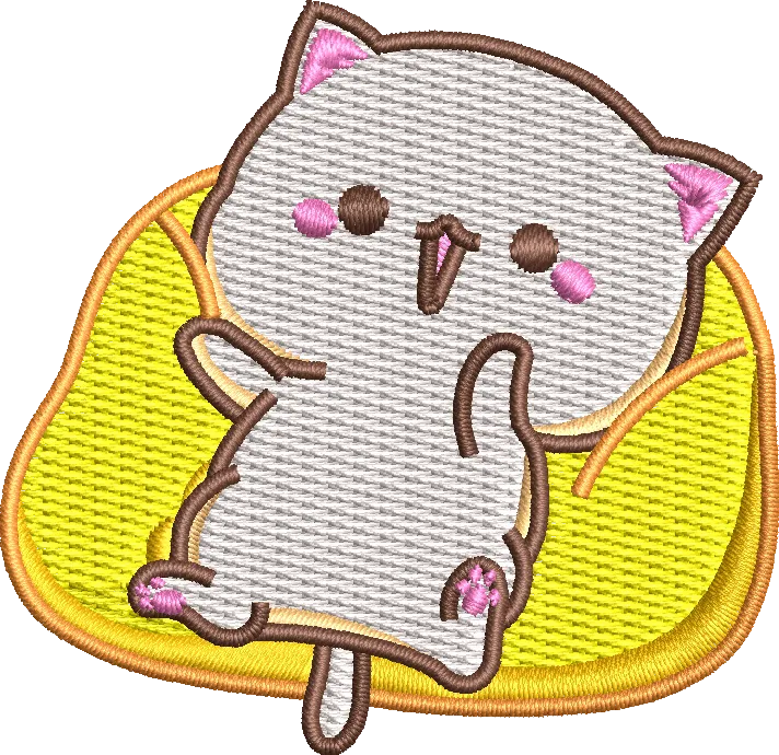  Cute White Cat Relaxing on Yellow Cushion  embroidery pattern preview
