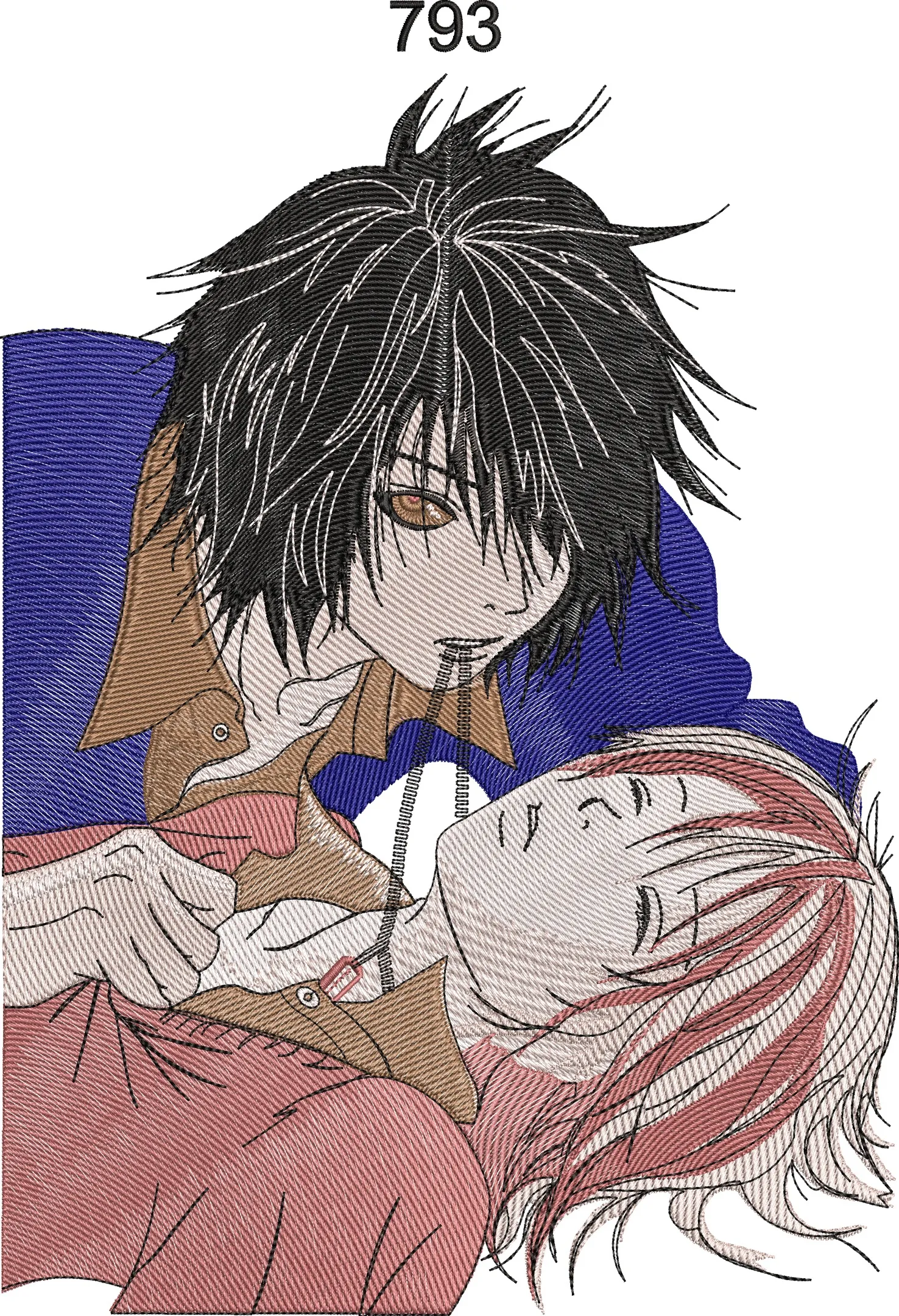  Dark Haired Anime Boy Embracing Sleeping Red Haired Boy  embroidery pattern preview