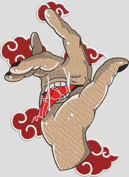  Deidara Hand Mouth Akatsuki Clouds  embroidery pattern preview