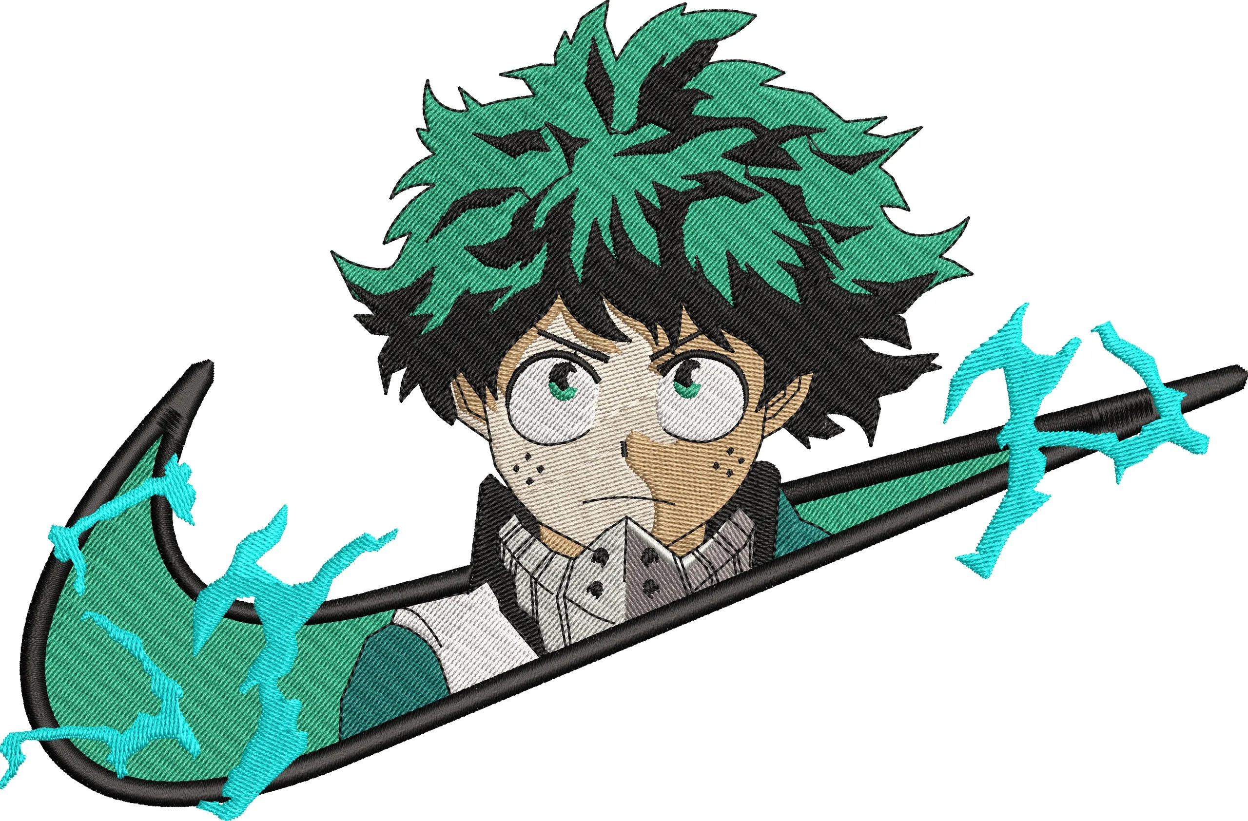  Deku in Nike Logo with Electric Effect  embroidery pattern preview