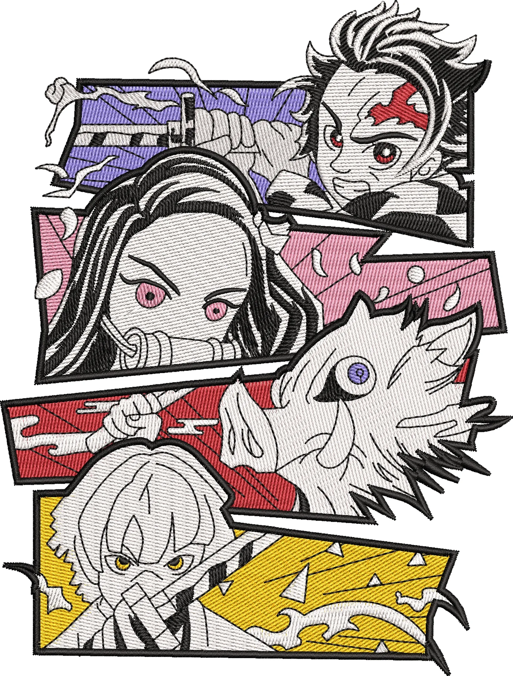  Demon Slayer Four Main Characters Embroidery  embroidery pattern preview