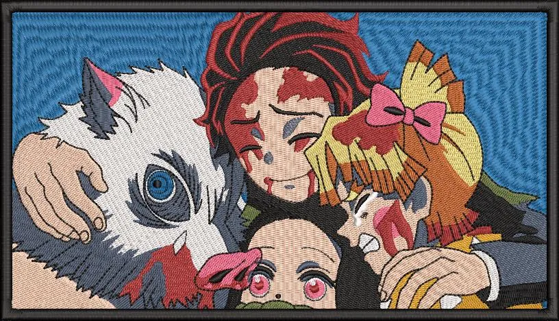  Demon Slayer Group Hug Embroidery  embroidery pattern preview