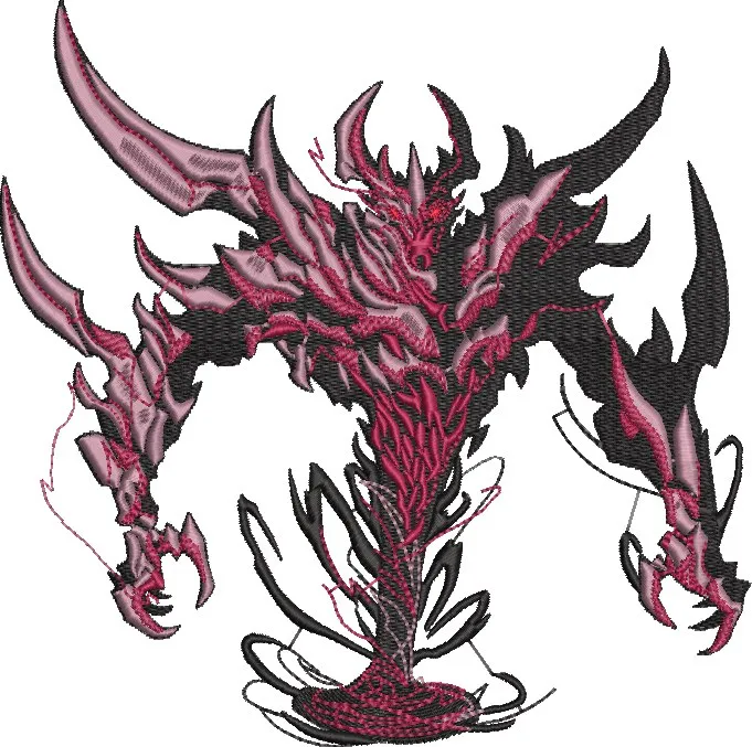 Demonic Monster with Clawed Arms and Dark Energy  embroidery pattern preview