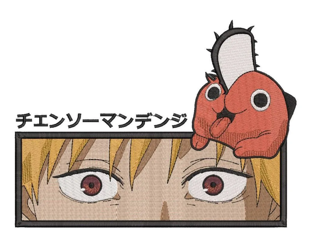  Denji and Pochita Chainsaw Man Patch  embroidery pattern preview