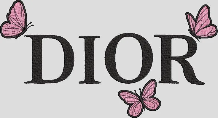  Dior Logo with Pink Butterflies  embroidery pattern preview