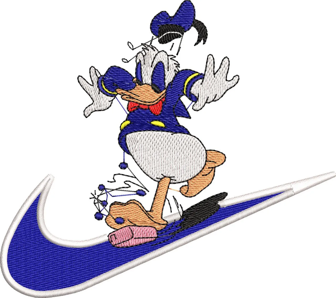  Donald Duck on Nike Swoosh Embroidery  embroidery pattern preview