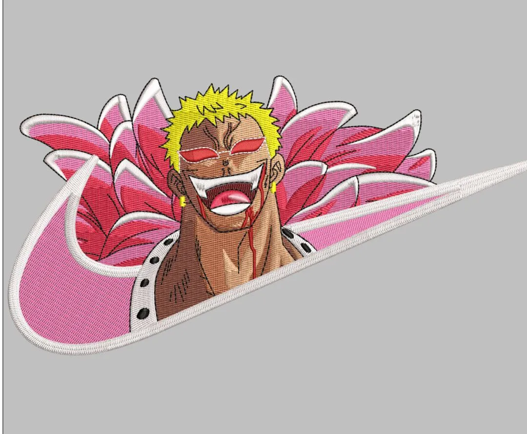  Donquixote Doflamingo in Pink Nike Logo  embroidery pattern preview