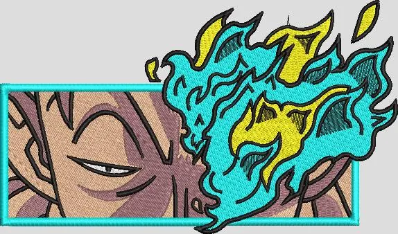  Dragon Ball Character with Blue Flame Aura  embroidery pattern preview