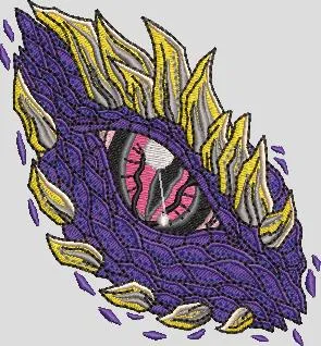  Dragon Eye with Purple Scales and Gold Spikes  embroidery pattern preview