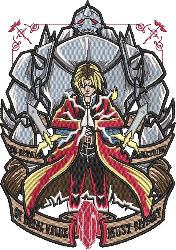  Edward and Alphonse Elric with Philosopher Stone Embroidery  embroidery pattern preview