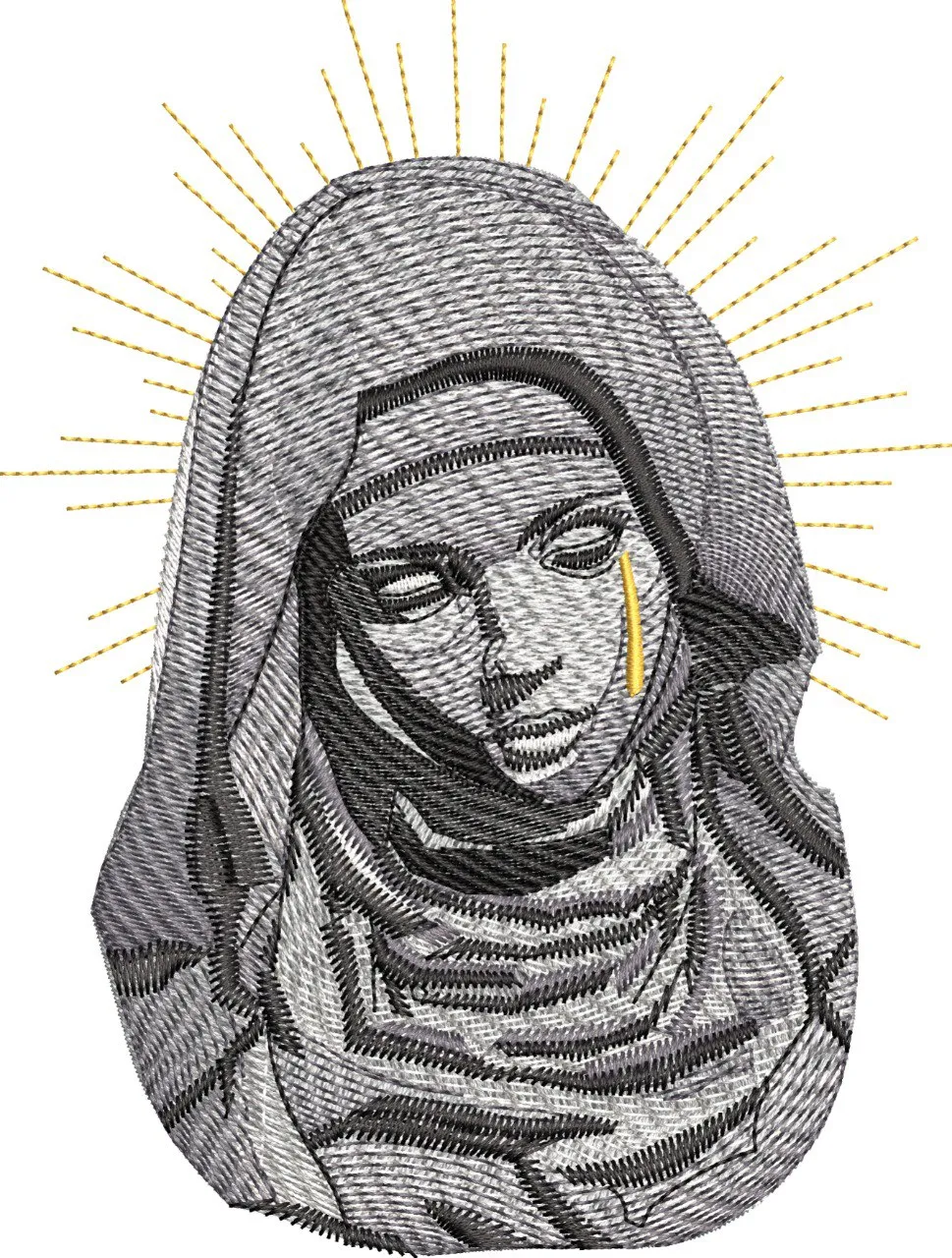  Embroidered Weeping Madonna with Halo  embroidery pattern preview