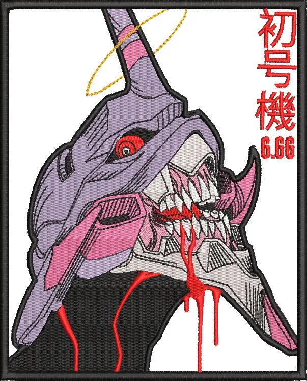  Evangelion Unit 01 Bloody Head Patch Style  embroidery pattern preview