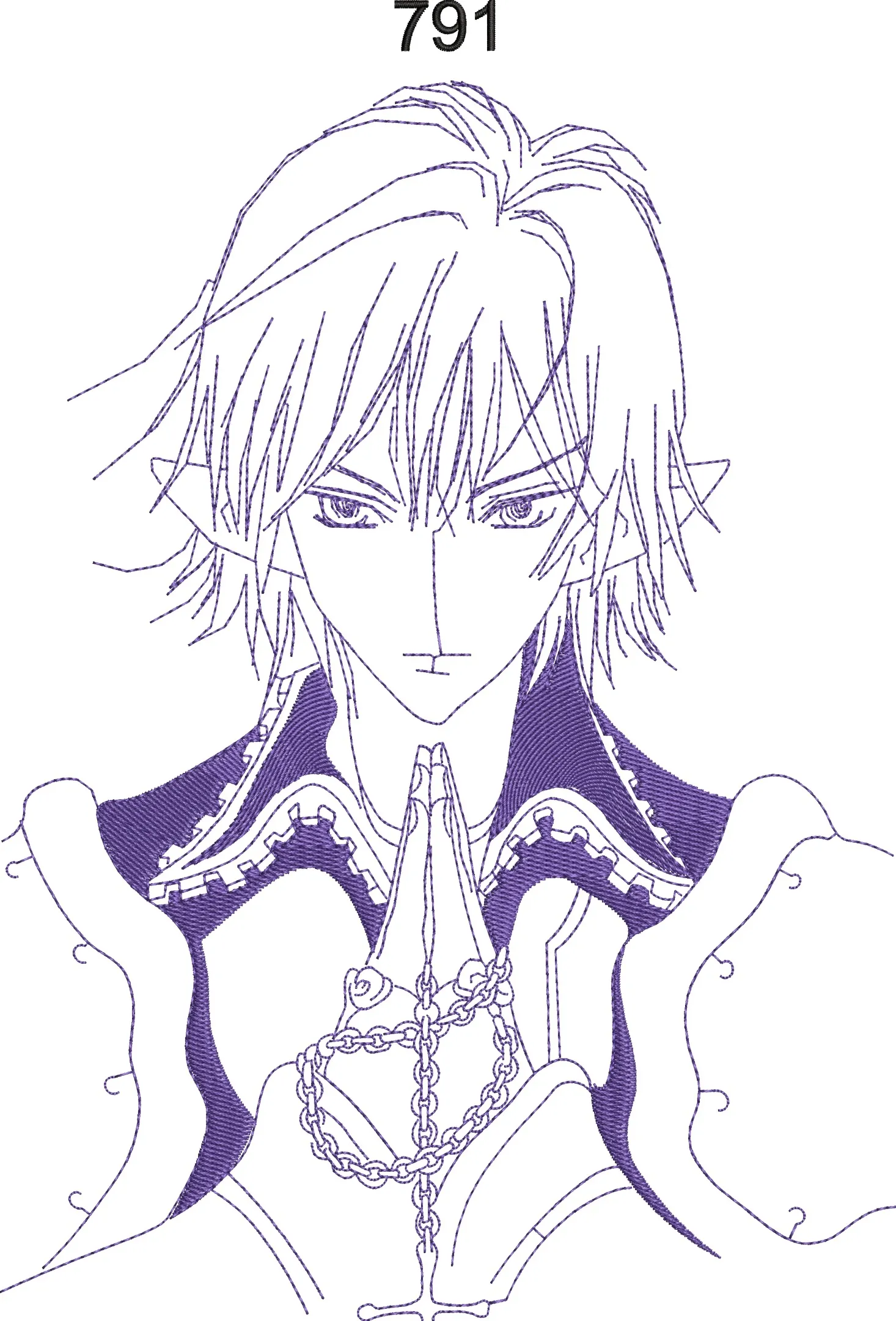  Fantasy Anime Elf Knight Praying  embroidery pattern preview