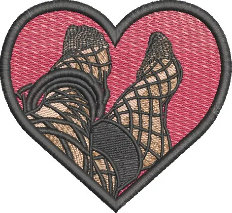  Fishnet Stockings Heart Patch  embroidery pattern preview