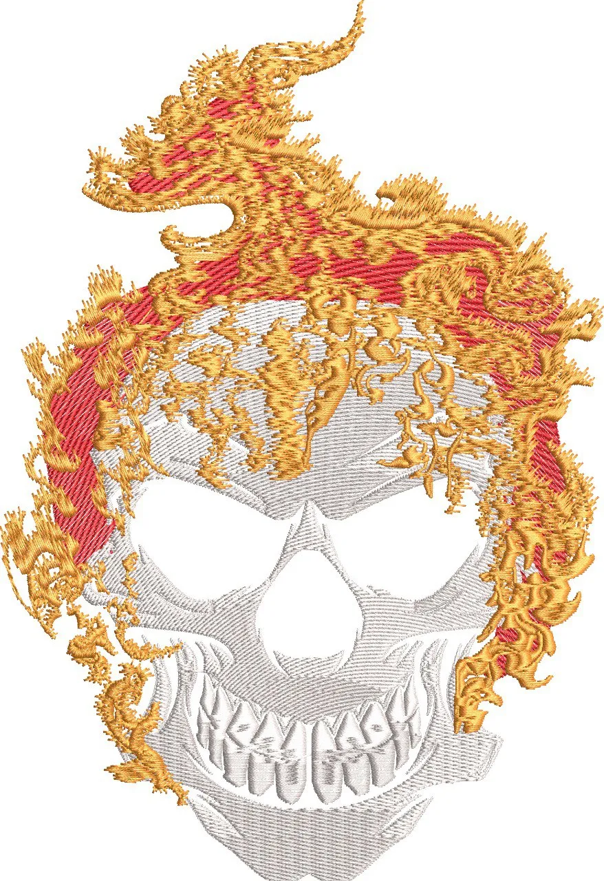 Main preview of  Flaming Skull Embroidery Design 