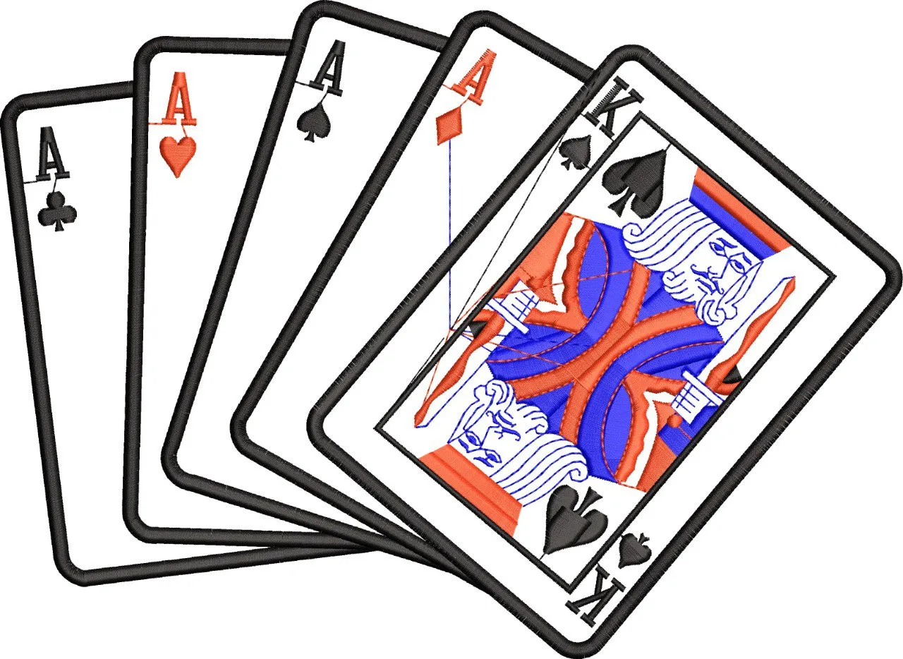  Four Aces with King of Spades Poker Hand  embroidery pattern preview