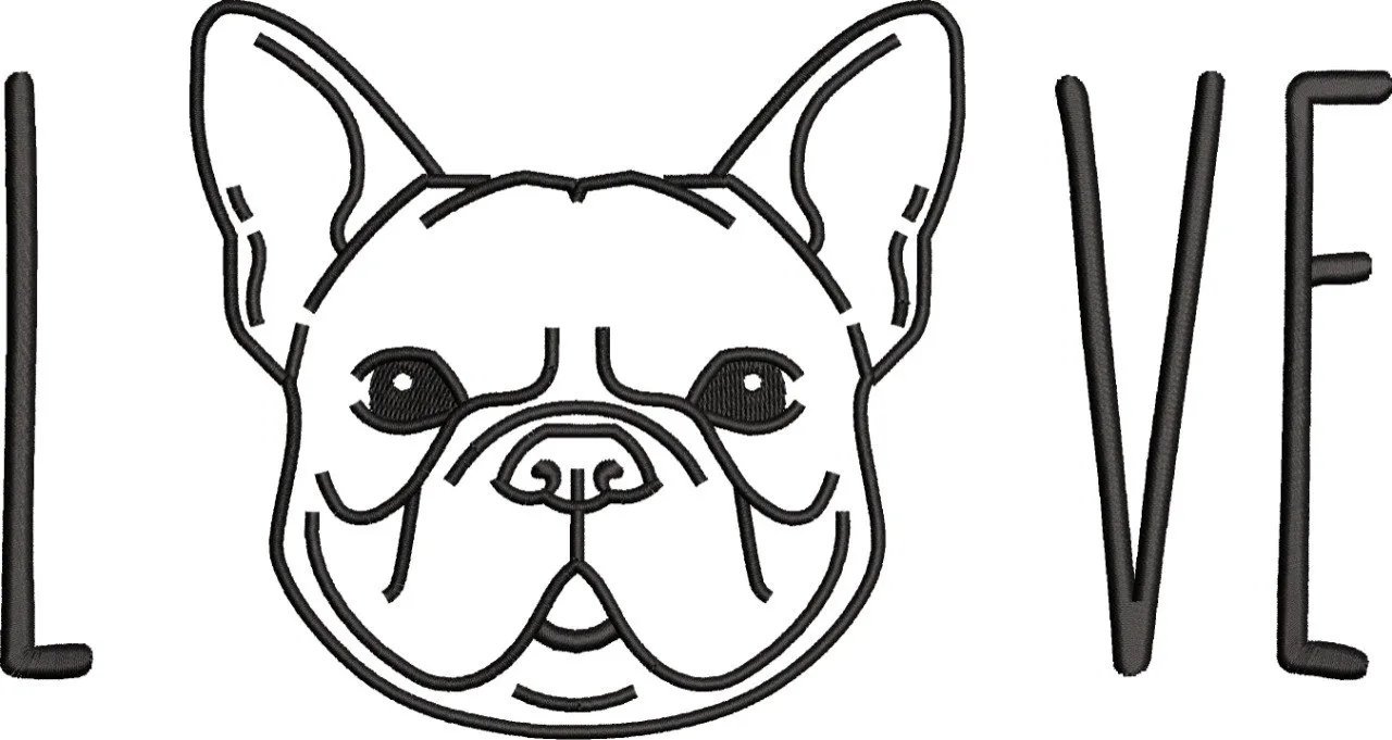  French Bulldog Love Outline  embroidery pattern preview