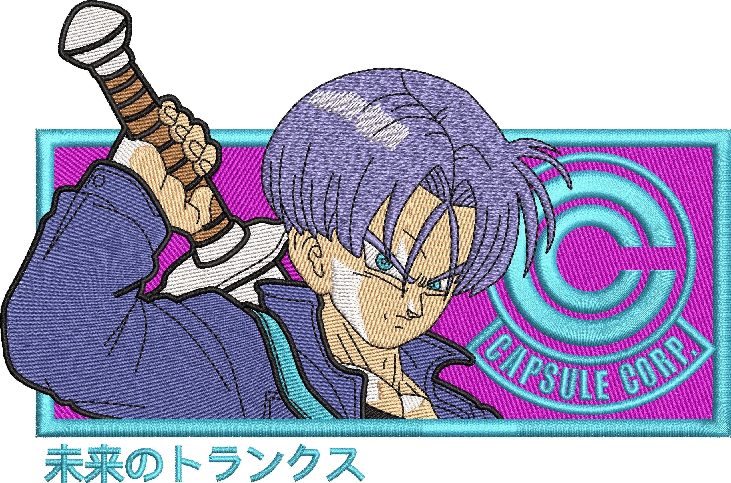  Future Trunks with Capsule Corp Logo Patch  embroidery pattern preview