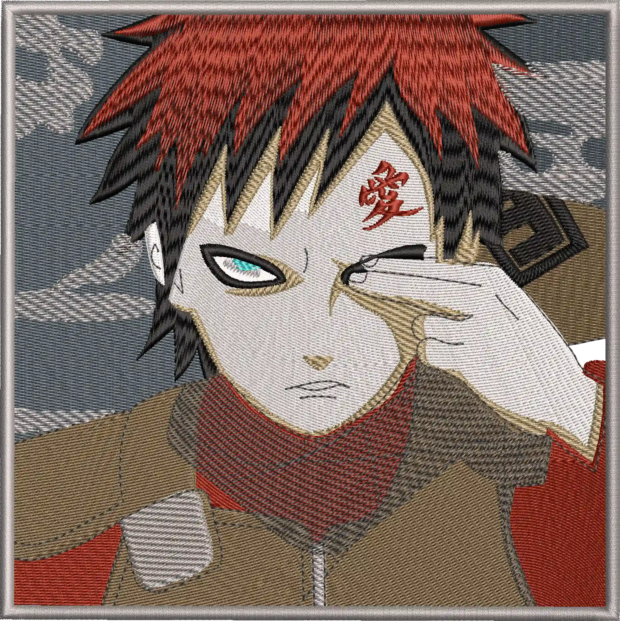  Gaara Embroidery Portrait with Sand Background  embroidery pattern preview