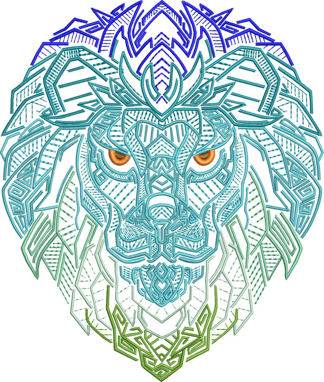  Geometric Lion Head with Gradient Mane  embroidery pattern preview