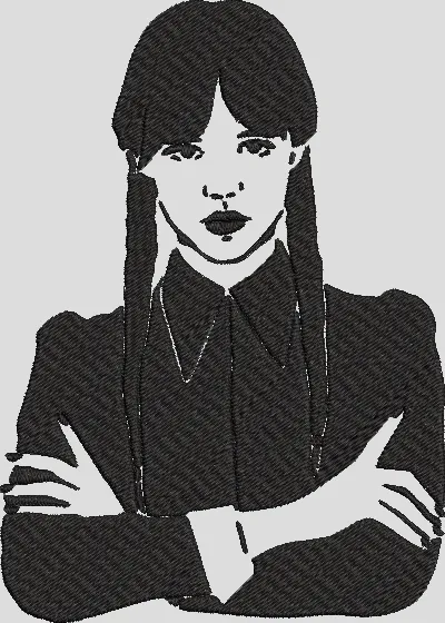  Girl with Braids Arms Crossed  embroidery pattern preview