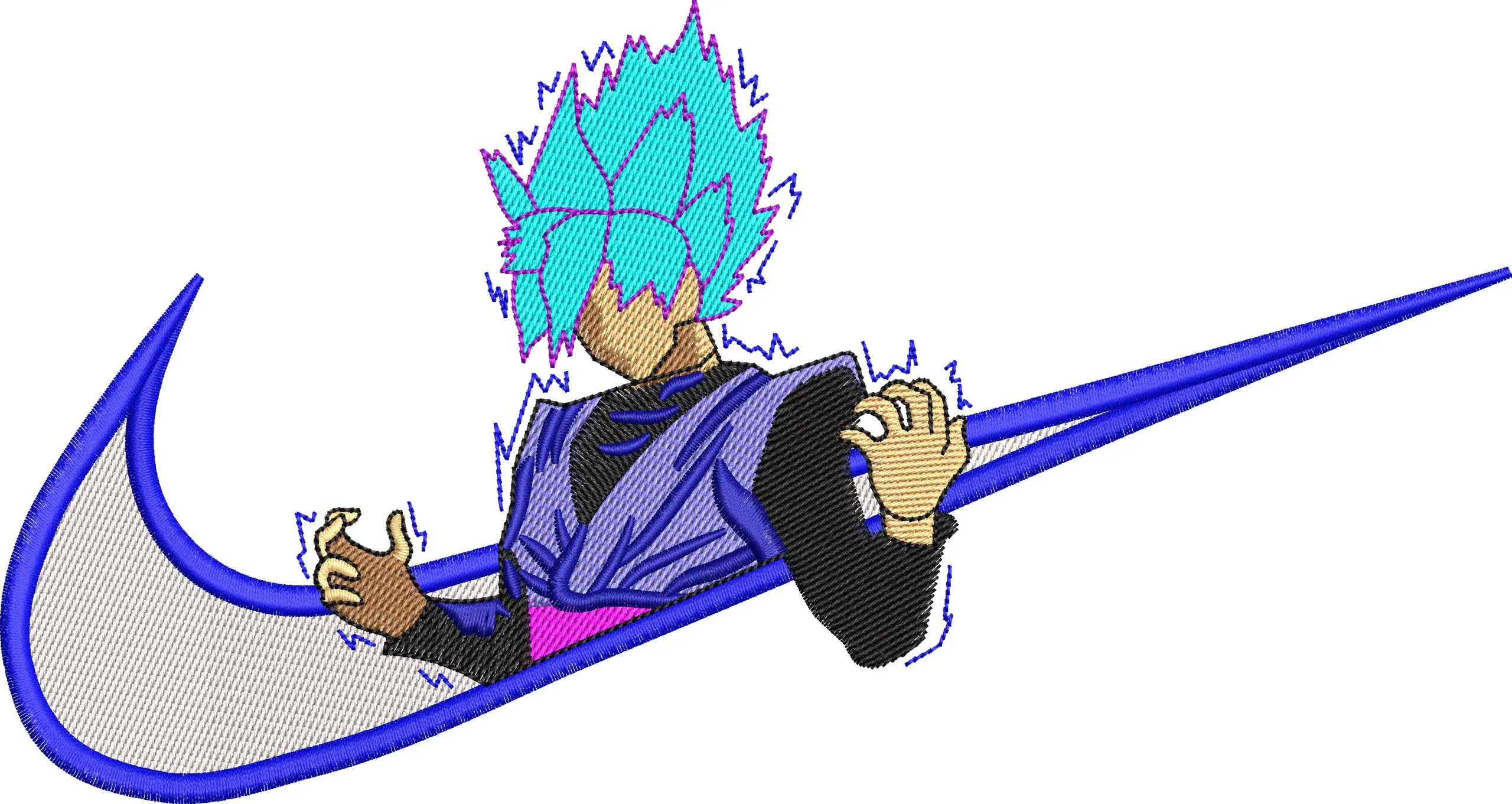  Goku Black Super Saiyan in Blue Nike Swoosh  embroidery pattern preview