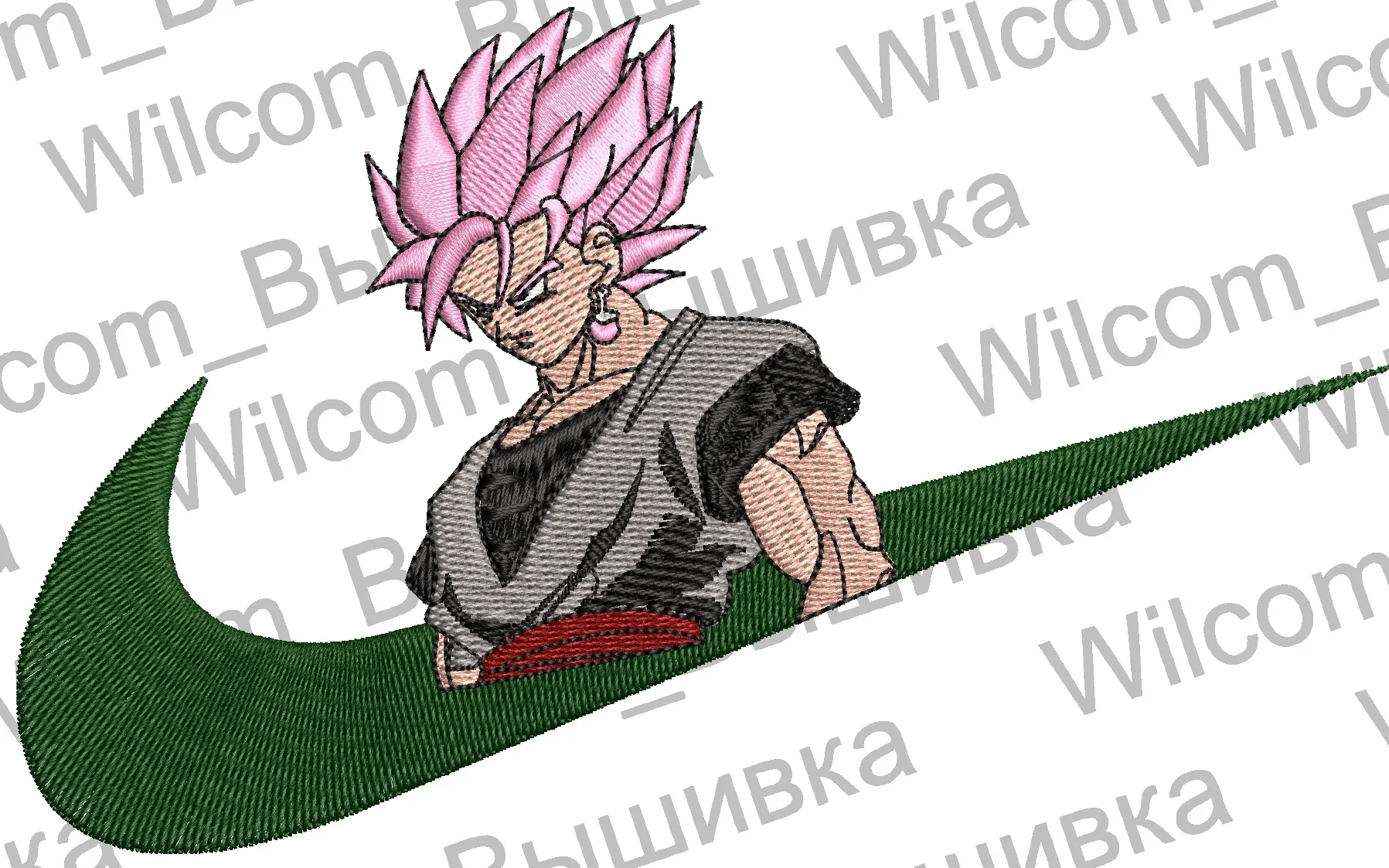 Main preview of  Goku Black with Pink Hair in Green Nike Logo 