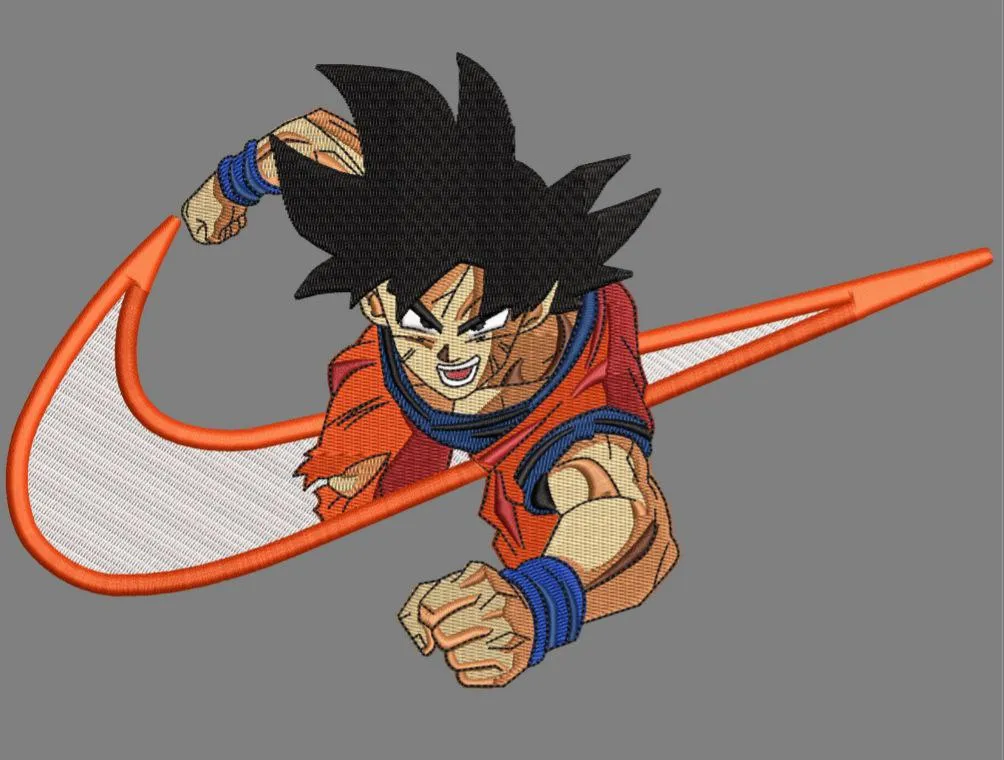 Goku Punches Through Nike Swoosh  embroidery pattern preview