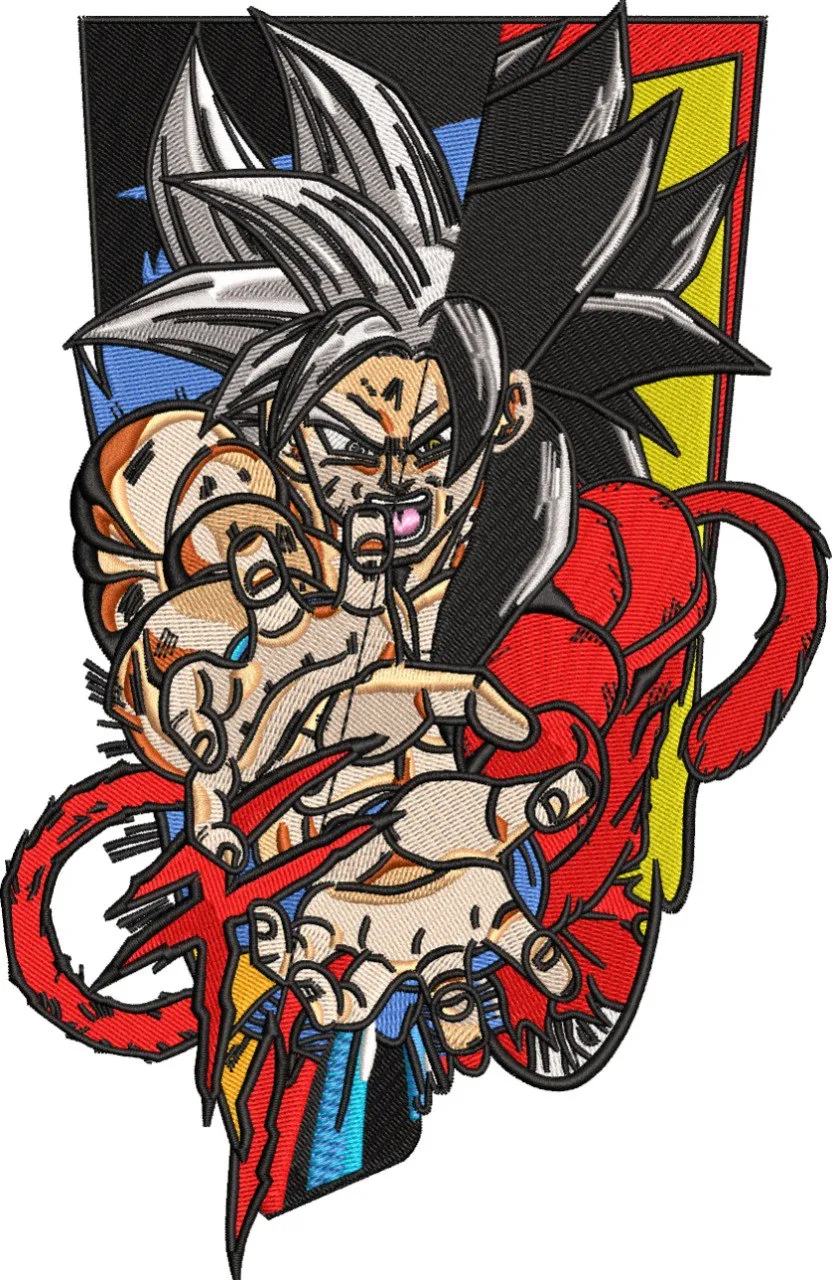 Main preview of  Goku Ultra Instinct and Super Saiyan 4 Fusion Embroidery 