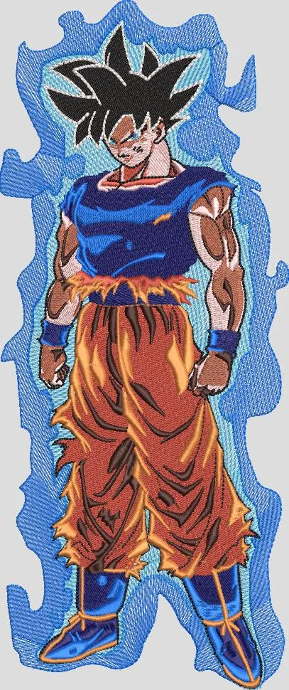  Goku with Blue Aura Embroidered Patch  embroidery pattern preview