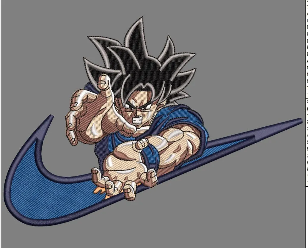  Goku with Nike Swoosh Embroidery  embroidery pattern preview